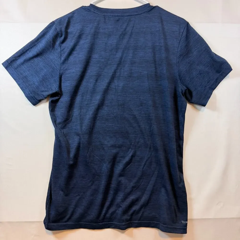 Adidas Men's Heathered Blue Athletic Performance Short Sleeve Shirt Size Medium